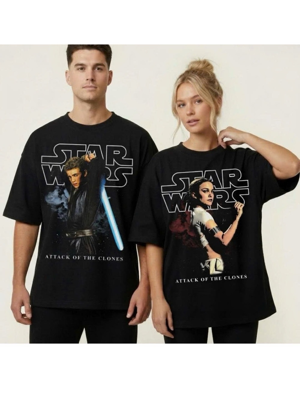 Star Wars Attack of the Clones Black Graphic Tee - Couple Shirt